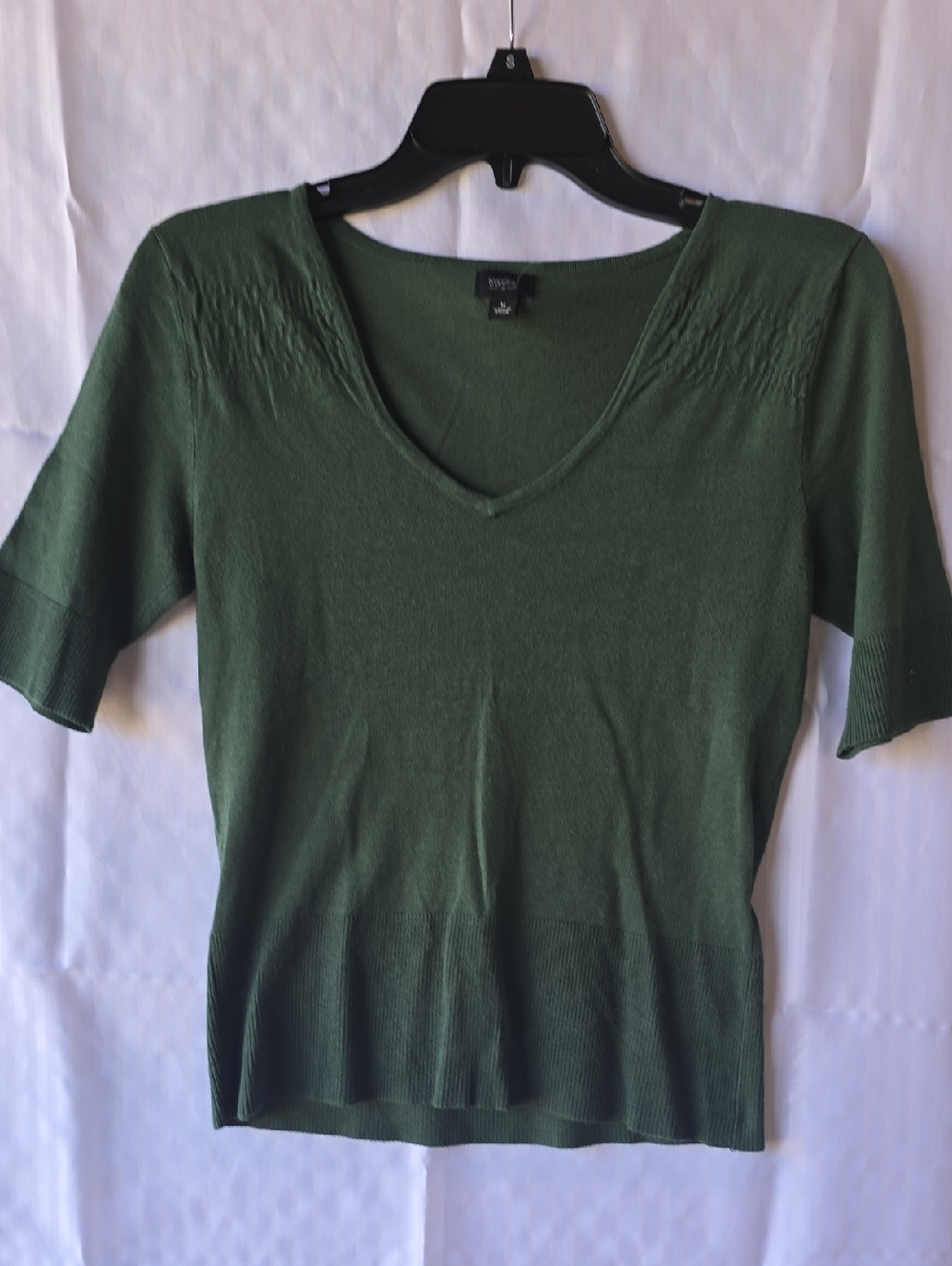 Mossimo Dark Green V-Neck Short Sleeve Knit Top